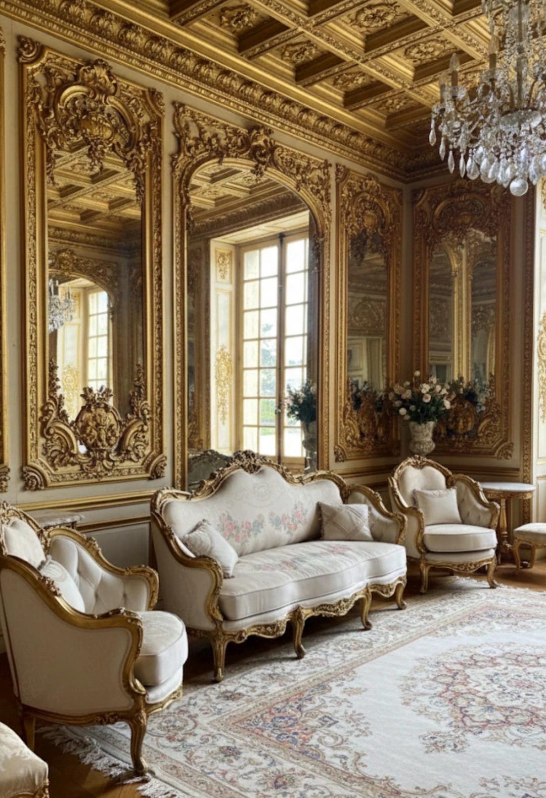 ルイ4世スタイル ソファー3点セット Louis XV 4 Piece Gold Leaf Wood Salon Suite Sofa Set Settee Set - Etsy