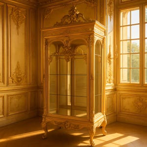 Gold Leaf Display Cabinet Baroque Vintage Vitrine Showcase