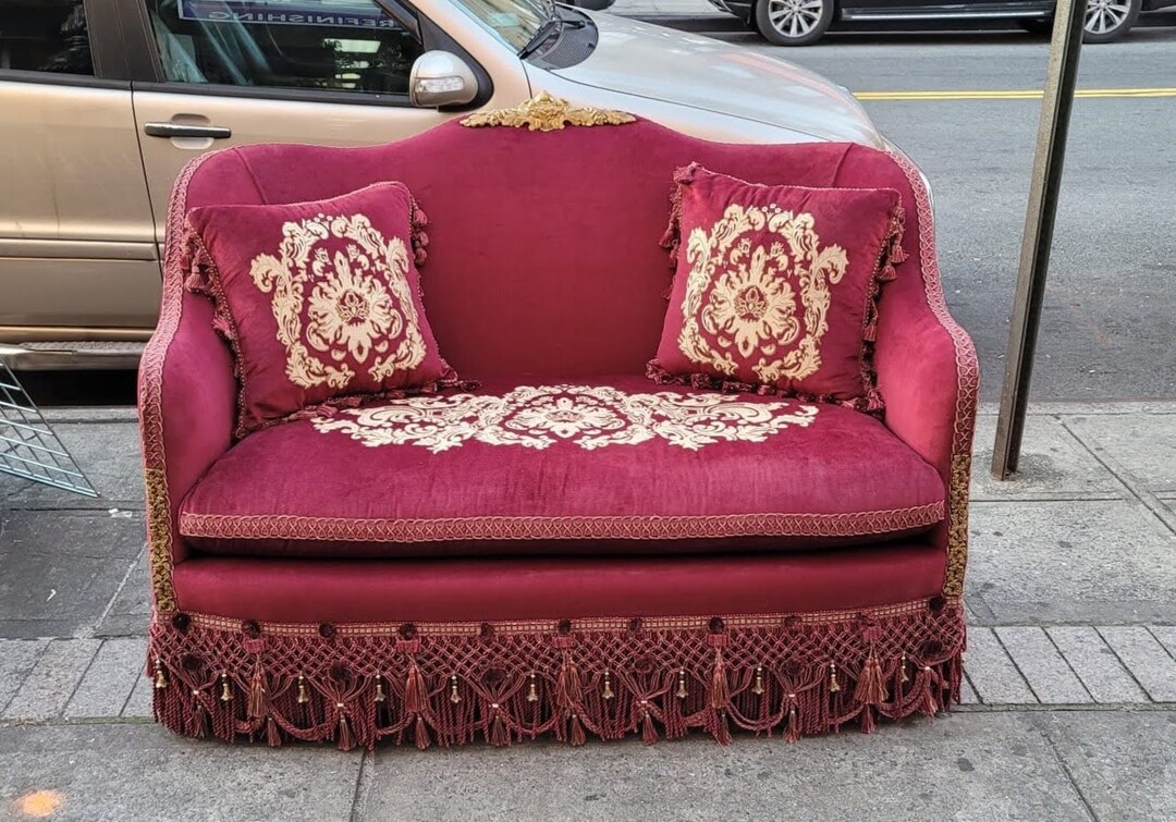 Unique Burgundy Settee Sofa Loveseat - Etsy