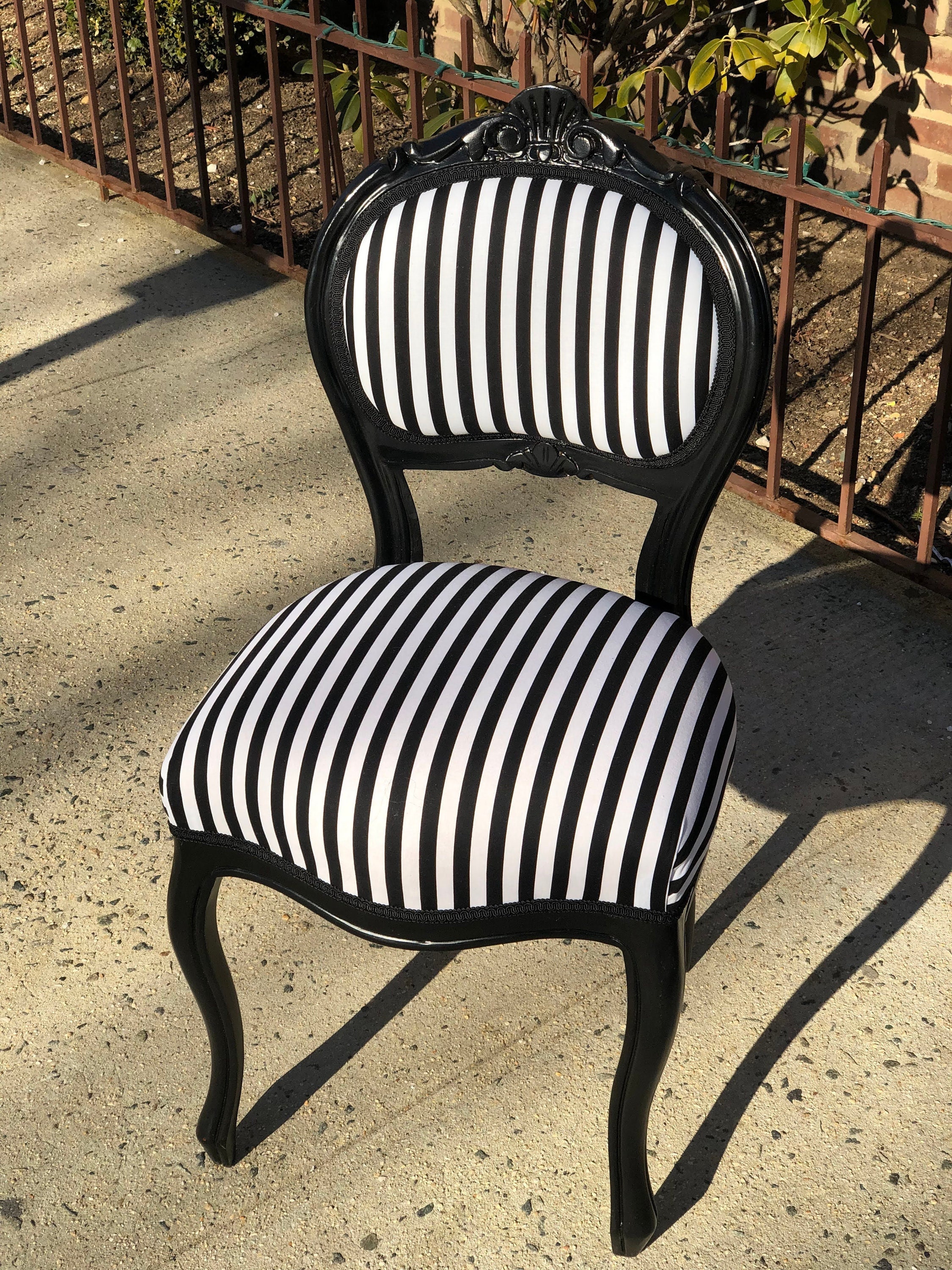 Black and White Striped Accent Chair 