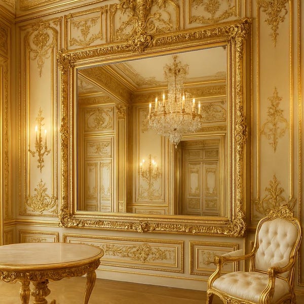 Large French Style Gold Leaf Gilt Louis Mirror Vintage