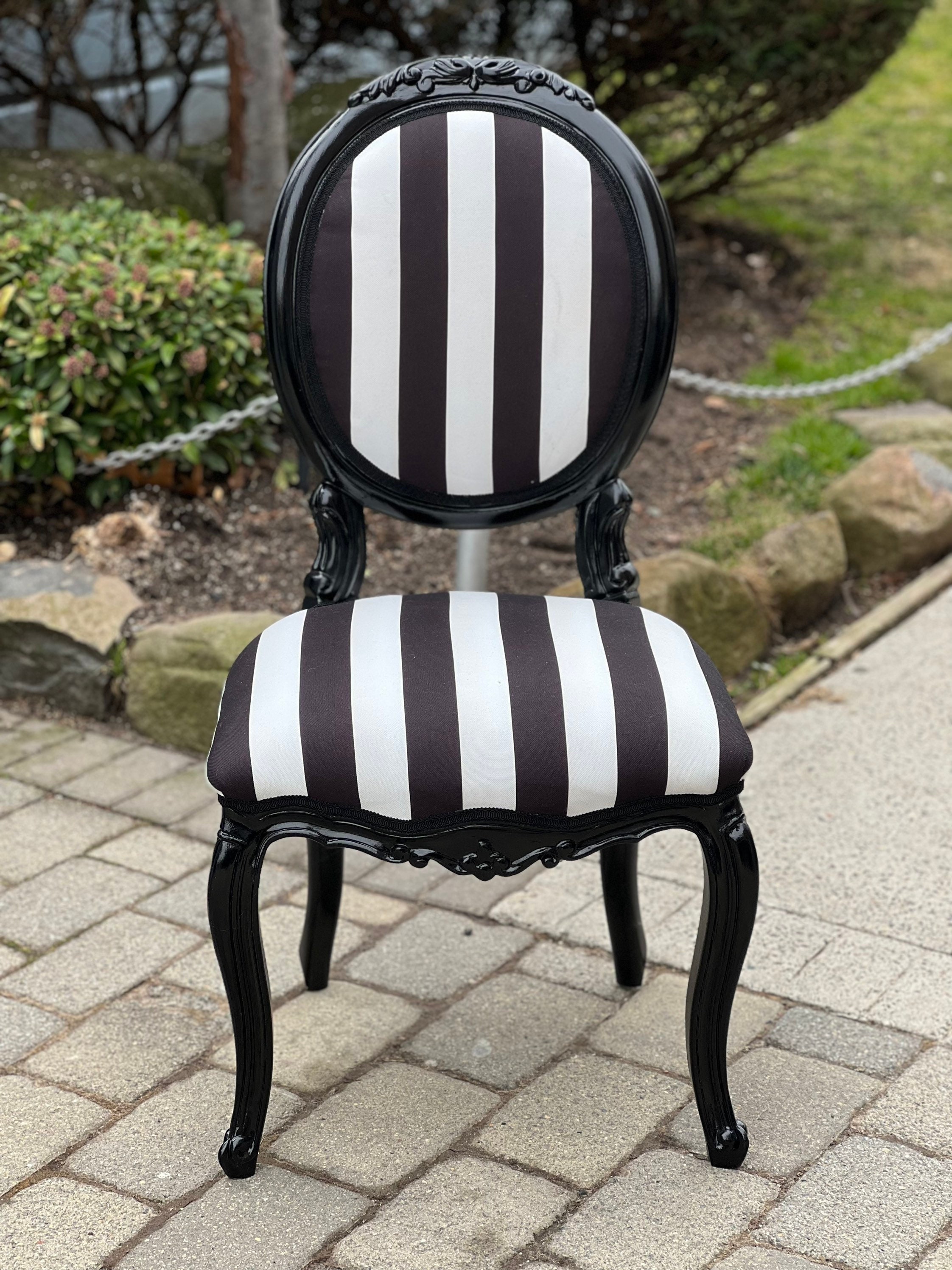 Black and White Stripes Dining Chair Accent Chair End Chair 