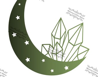 Moon Star Crystals Cut File | Instant Download | SVG Zip File