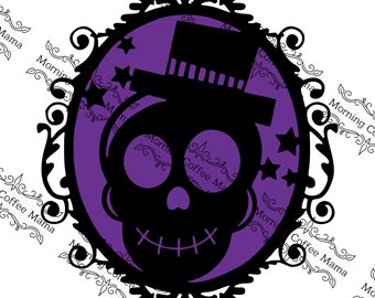 Skull Silhouette Frame Cut File | Instant Download | SVG Zip File