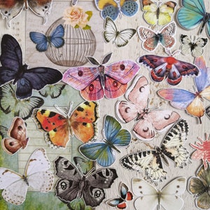 50 pcs Butterflies paper cut outs, junk journal embellishments, scrapbooking inspiration pack, insects paper cutouts