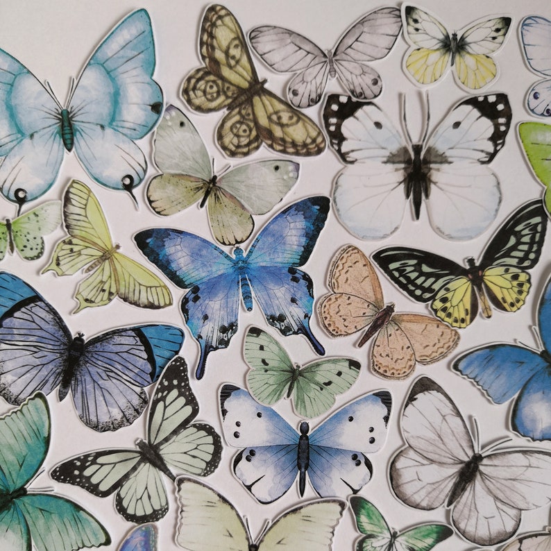 30 pcs Butterfly paper cutouts insects junk journal embellishments entomology inspiration pack penpal kit