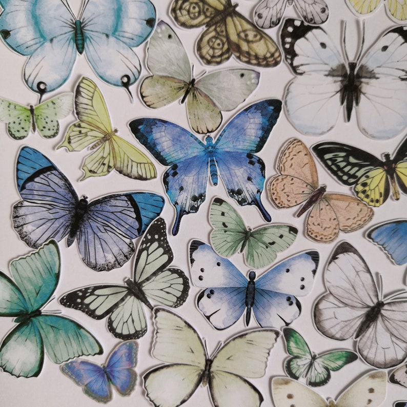 30 pcs Butterfly paper cutouts insects junk journal embellishments entomology inspiration pack penpal kit