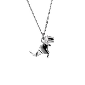 Origami T Rex Silver Pendant