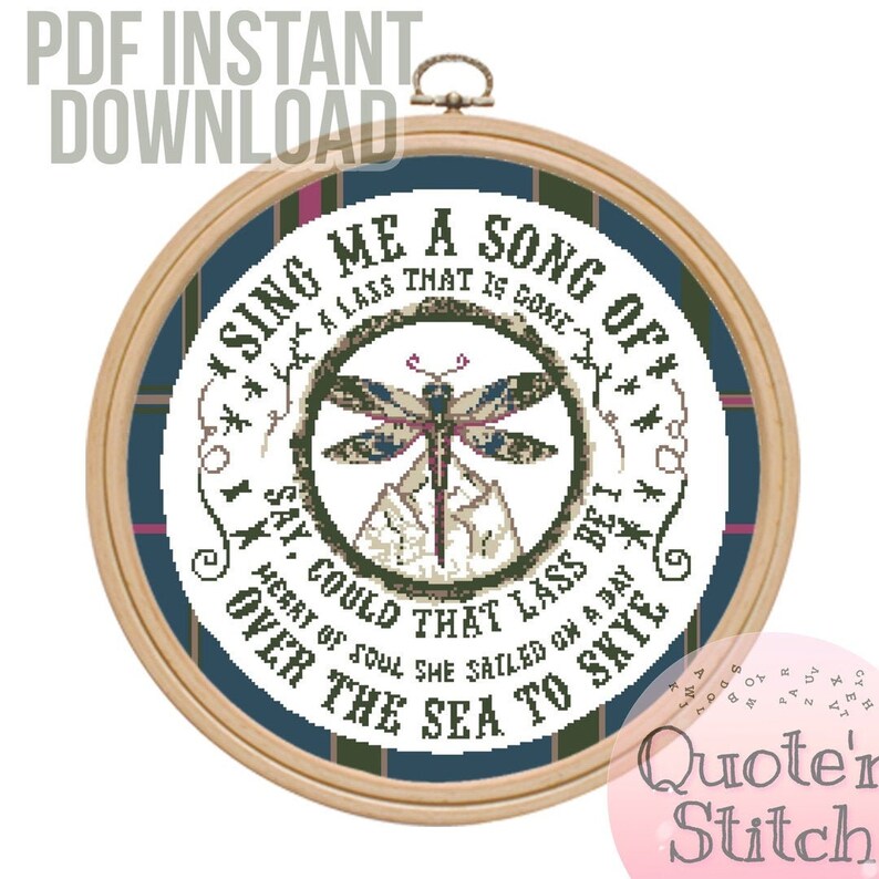 Outlander skye boat song Modern Cross Stitch Pattern Punto De cruz Embroidery Hoop Art Instant Download