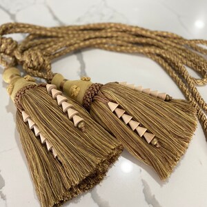 Lavish Curtain Drape Tiebacks / Tassels Gold High end Drapery Trim Handcrafted 12&quot; Window Treatment Curtain/Drapery Accessory Tassel Rope