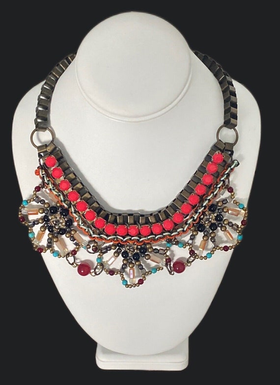 Pam Hiram Chunky Bib Necklace Semi Precious Beads 