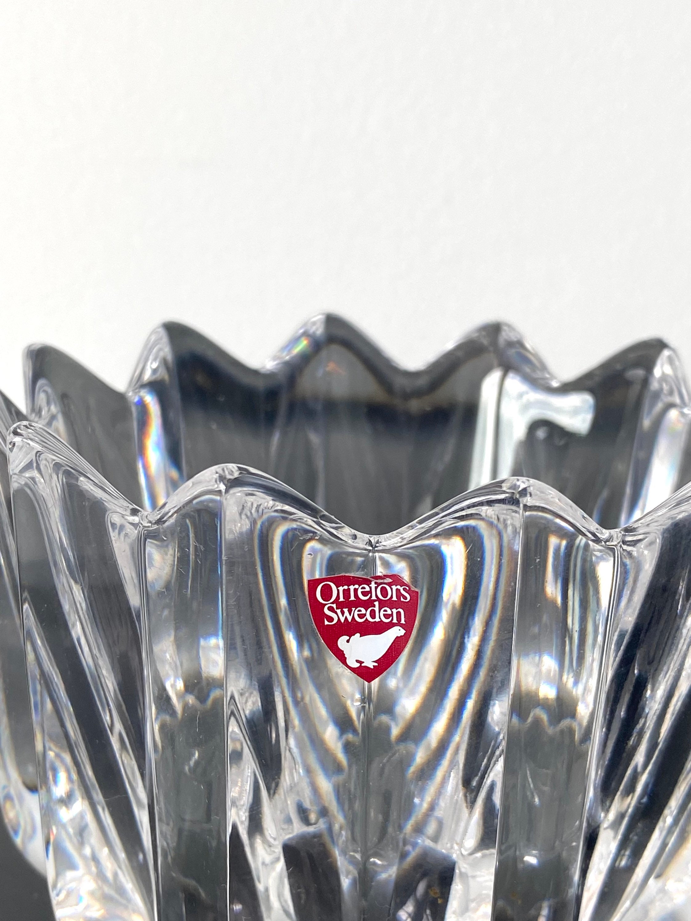 Orrefors Sweden Fleur Pattern Crystal Bowl by Jan Johansson # 4517