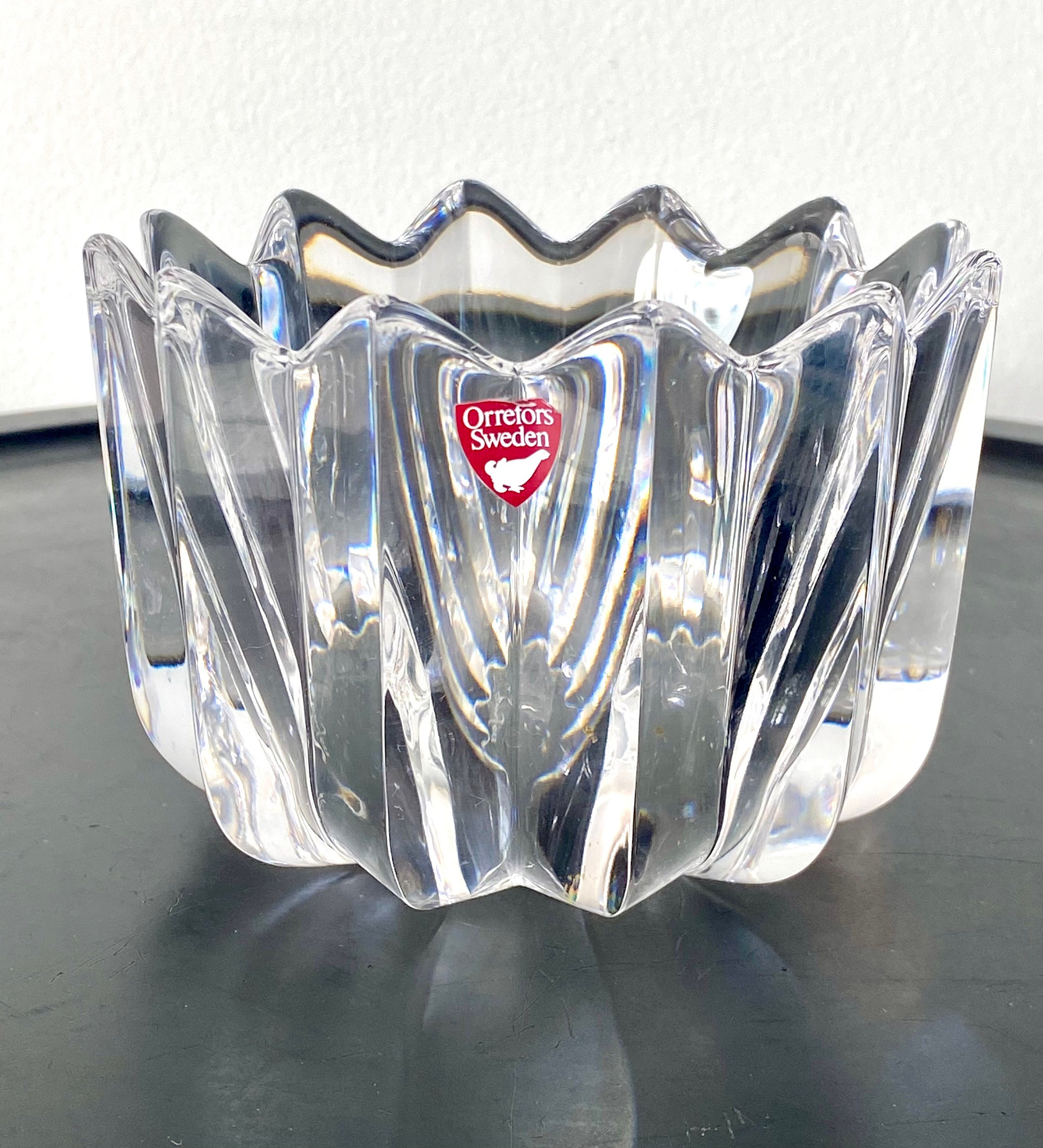 Clear Crystal Glass Scalloped Splash Orrefors Sweden Candy Dish Bowl –  Mitchell Sotka