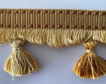 High End Gold Tassel Trim. Upholstery, Crafts, Doll Making, Curtains Pillows, Home Decor. Sold by the Yard.