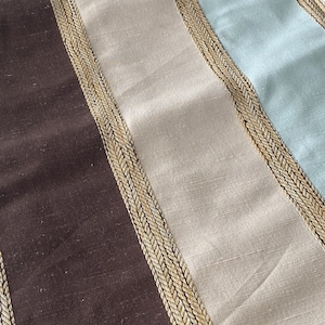 Upholstery Fabric 12 Yards  Woven Vertical Stripes Maroon Cream Blue Silky Texture. Drapery NEW