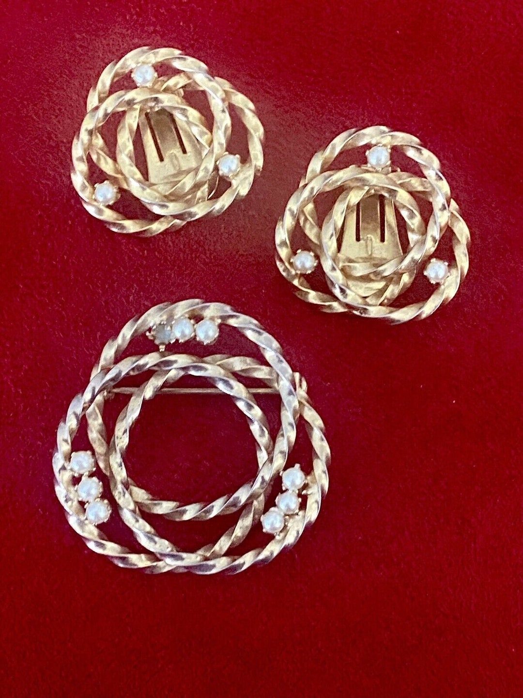 Broche Ancienne En Or Et Perles Torsadées - Bijou Vintage (pas Collier/bague/boucle) - Occasion