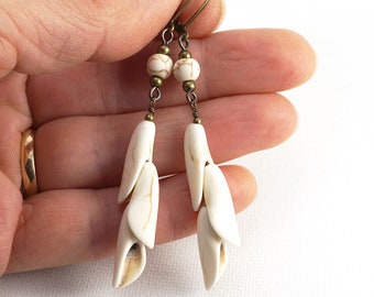 ON VACATION, Natural Stone Earrings, Nature Inspired Jewelry, White Turquoise Howlite Earrings, White Gemstone Earrings