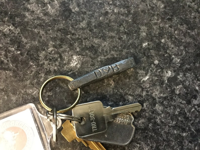 6th anniversary blacksmith made keychain custom anniversary gift custom keychain hand forged steel anniversary gift for him or her