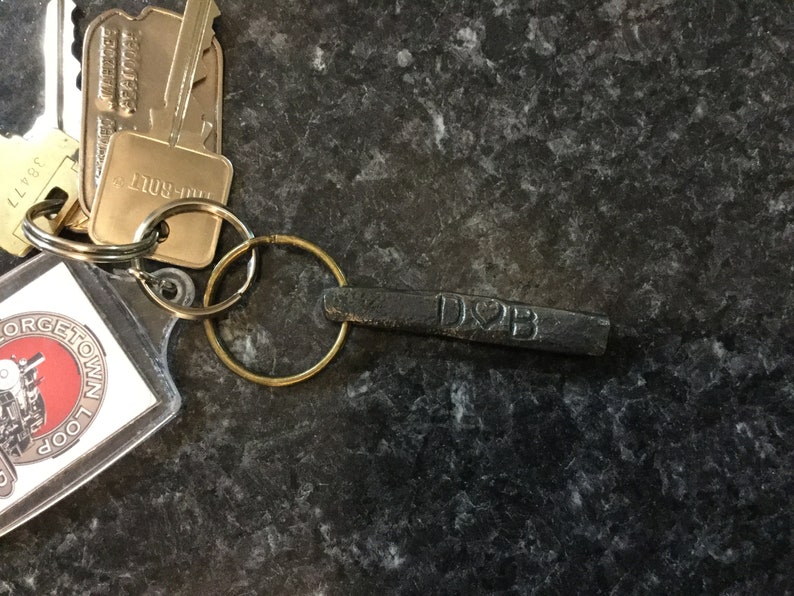 6th anniversary blacksmith made keychain custom anniversary gift custom keychain hand forged steel anniversary gift for him or her
