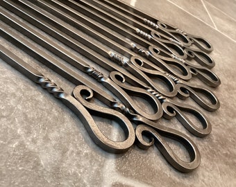 Hand Forged Iron Skewers: Durable Metal Grilling Skewers, Gift for Him