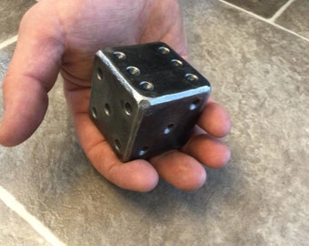 Set of 2 Large 2” dice, blacksmith made dice, iron dice, handmade iron dice, hand forged gift, men’s gift