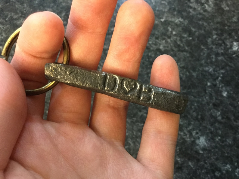 6th anniversary blacksmith made keychain custom anniversary gift custom keychain hand forged steel anniversary gift for him or her