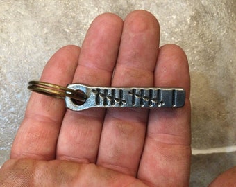 Hand Forged Steel Anniversary Keychain, Personalized Gift