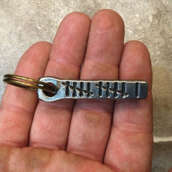 11th steel anniversary keychain, custom gift, hand forged custom personalized 11th anniversary gift