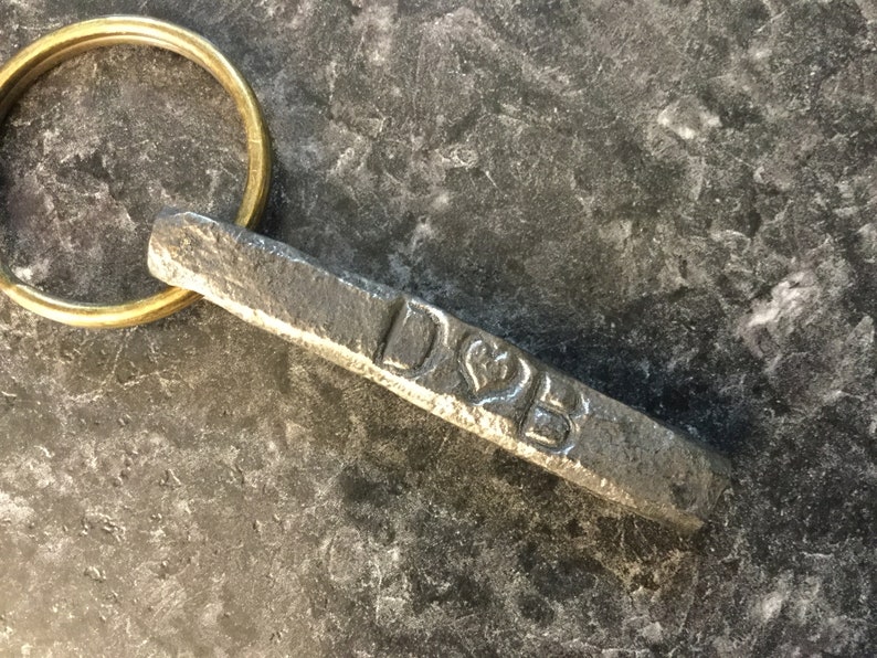 6th anniversary blacksmith made keychain custom anniversary gift custom keychain hand forged steel anniversary gift for him or her