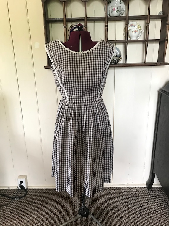 1940 Brown checkered pinafore
