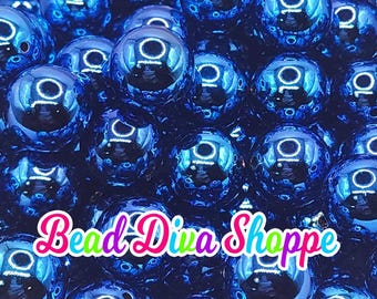 20mm - royal blue - shiny beads  - bubblegum - round acrylic beads for diy and jewelry making supplies