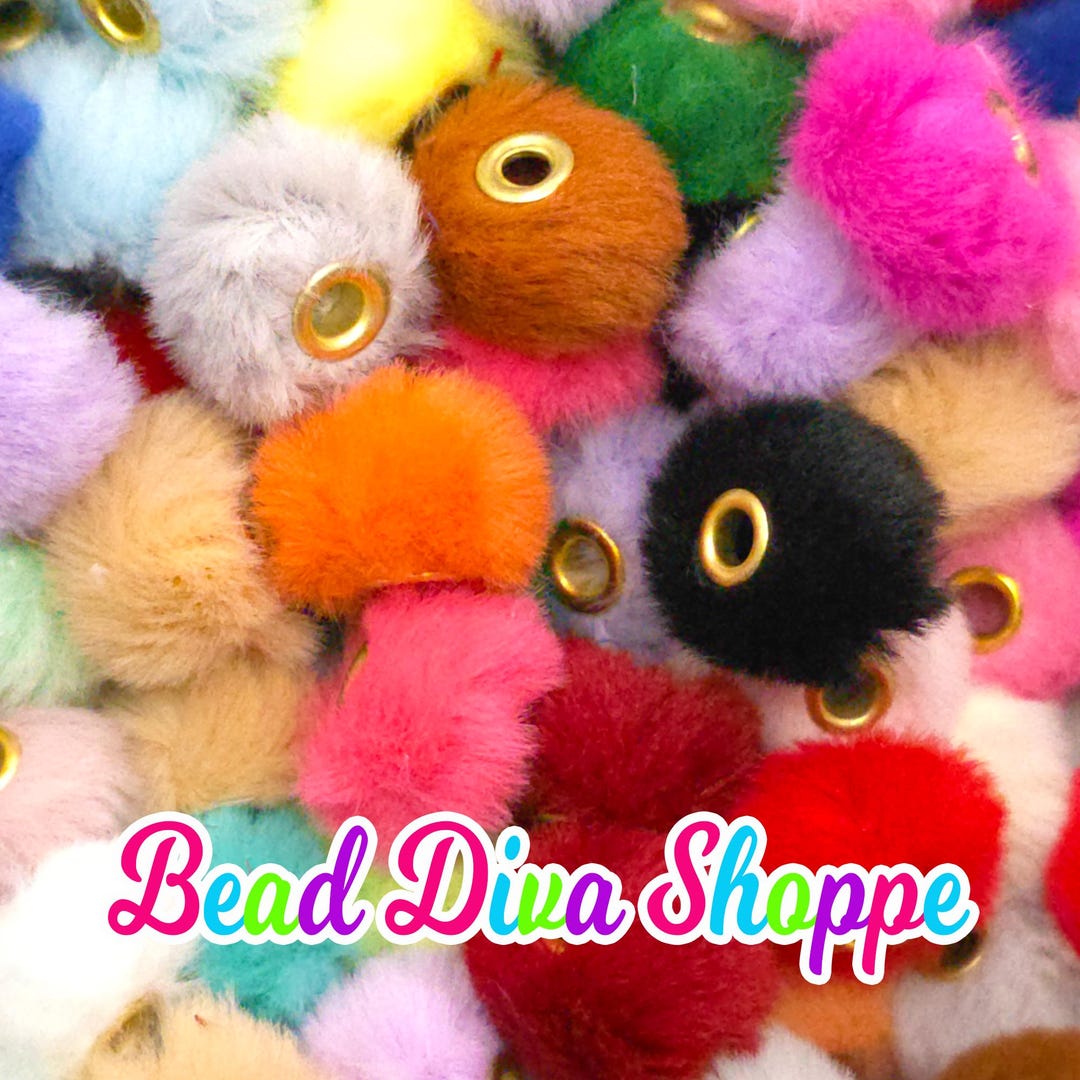 Set of 10 - 25mm - Mix - Fuzzy Puff - Spacer Beads - Diy Jewelry Making ...