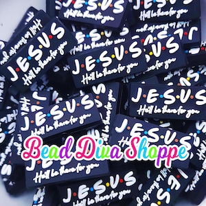 Set of 2 -  16mm x 30mm - jesus he'll be there for you  - focal  beads - diy jewelry making - beaded pens - keychains - bracelets