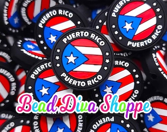 Set of 2 - 30mm - puerto rico - focal  beads - diy jewelry making - beaded pens - keychains - bracelets
