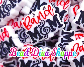 Set of 2 - 22mm x 27mm - band mom - focal  beads - diy jewelry making - beaded pens - keychains - bracelets