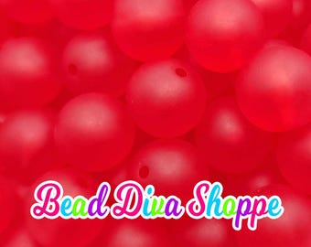 20mm - red - transparent matte solid beads - acrylic beads for diy - jewelry making supplies - keychains - beaded pens