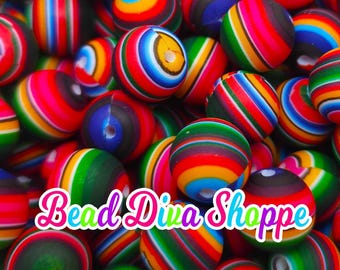 Set of 10 - 15mm - mexican serape - round silicone beads for diy and jewelry making supplies - keychains - beaded pens