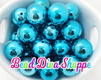 20mm - turquoise - shiny beads  - bubblegum - round acrylic beads for diy and jewelry making supplies