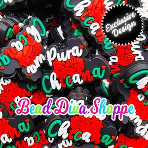 Exclusive - set of 2 -  20mm x 30mm - pura chicana  - focal  beads - diy jewelry making - beaded pens - keychains - bracelets