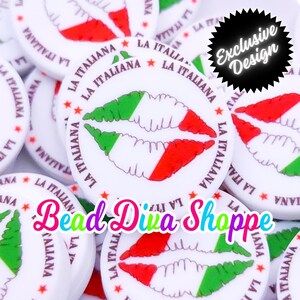 EXCLUSIVE - Set of 2 - 28mm - LA ITALIANA - Italian Pride - Focal  Beads - Diy Jewelry Making - Beaded Pens - Keychains - Bracelets