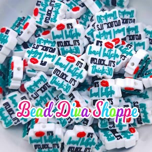 Set of 2 - 27mm x 24mm - its bad b*tch o'clock.. its thick:30  focal  beads - diy jewelry making - beaded pens - keychains - bracelets