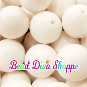 20mm - WHITE -  Solid  Beads - Bubblegum - Round Acrylic Beads for Diy and Jewelry Making Supplies