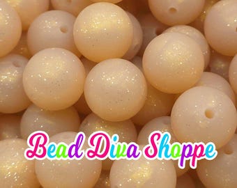 Set of 10 - 15mm - gold glitter - silicone beads - diy jewelry making - beaded pens - keychains - bracelets
