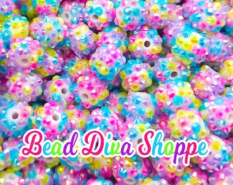 Set of 10 -  12mm - hot pink pastels rhinestone ab - beads for diy and jewelry making supplies - keychains - beaded pens