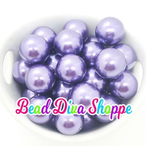 20mm - PURPLE - Pearl Chunky Bubblegum - Round Acrylic Beads for Diy and Jewelry Making Supplies