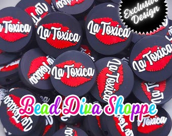 Exclusive - set of 2 - 30mm - la toxica - focal  beads - diy jewelry making - beaded pens - keychains - bracelets