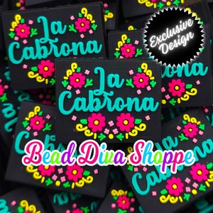 Exclusive - set of 2 - 30mm x 24mm - la cabrona - focal  beads - diy jewelry making - beaded pens - keychains - bracelets