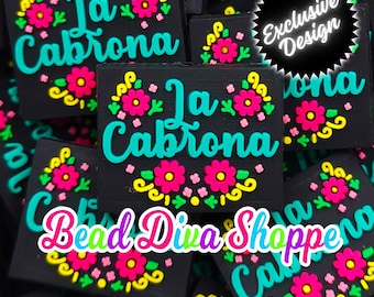 Exclusive - set of 2 - 30mm x 24mm - la cabrona - focal  beads - diy jewelry making - beaded pens - keychains - bracelets