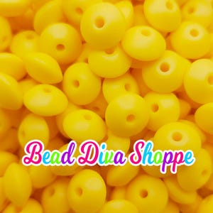 Set of 20 - bright yellow - 12mm silicone lentil beads - diy jewelry making - beaded pens - keychains - bracelets