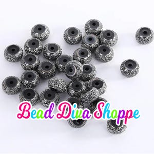 12mm - SET of 10 - BLACK -  Acrylic Rondelle Crystal Round Loose Spacer Beads